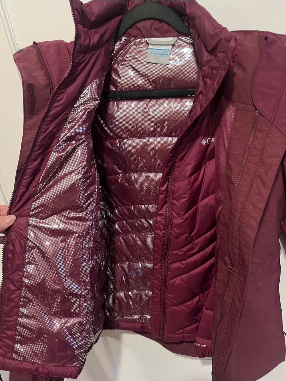 Columbia Women’s Maroon 3-in-1 Insulated Jacket and Shell